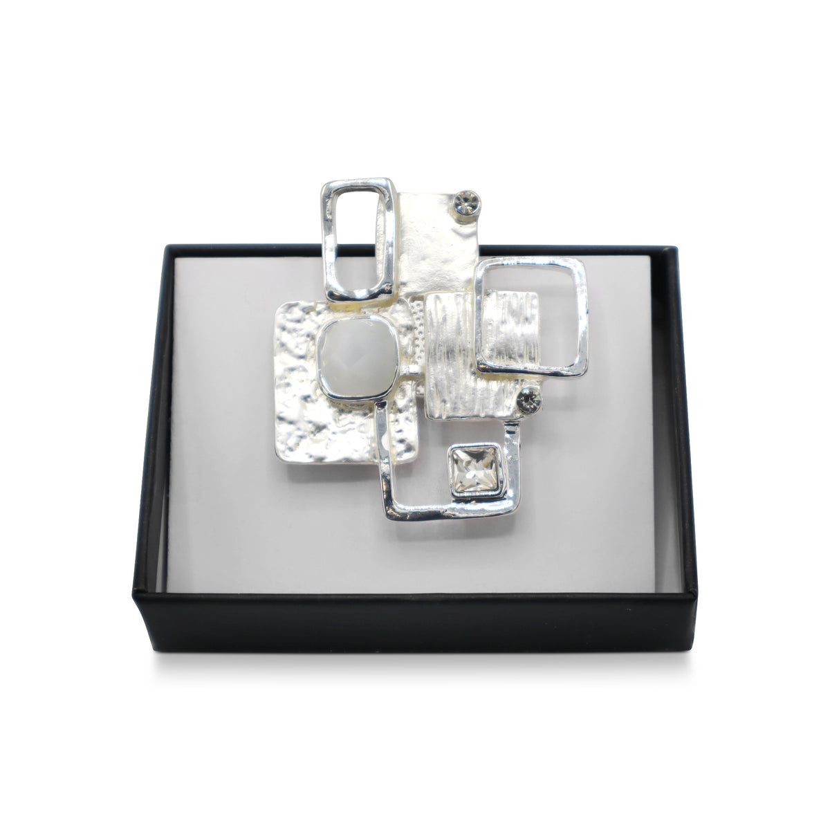 Magneet broche nr 472 fantasy zilverkleurig