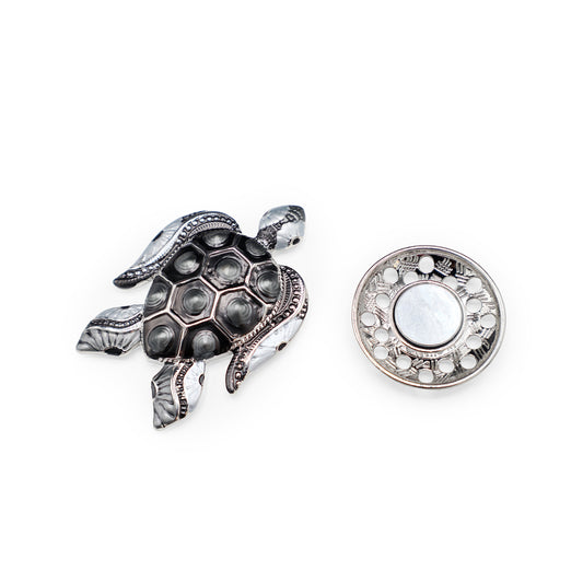 Magneet broche nr 209 fantasy zilverkleurig