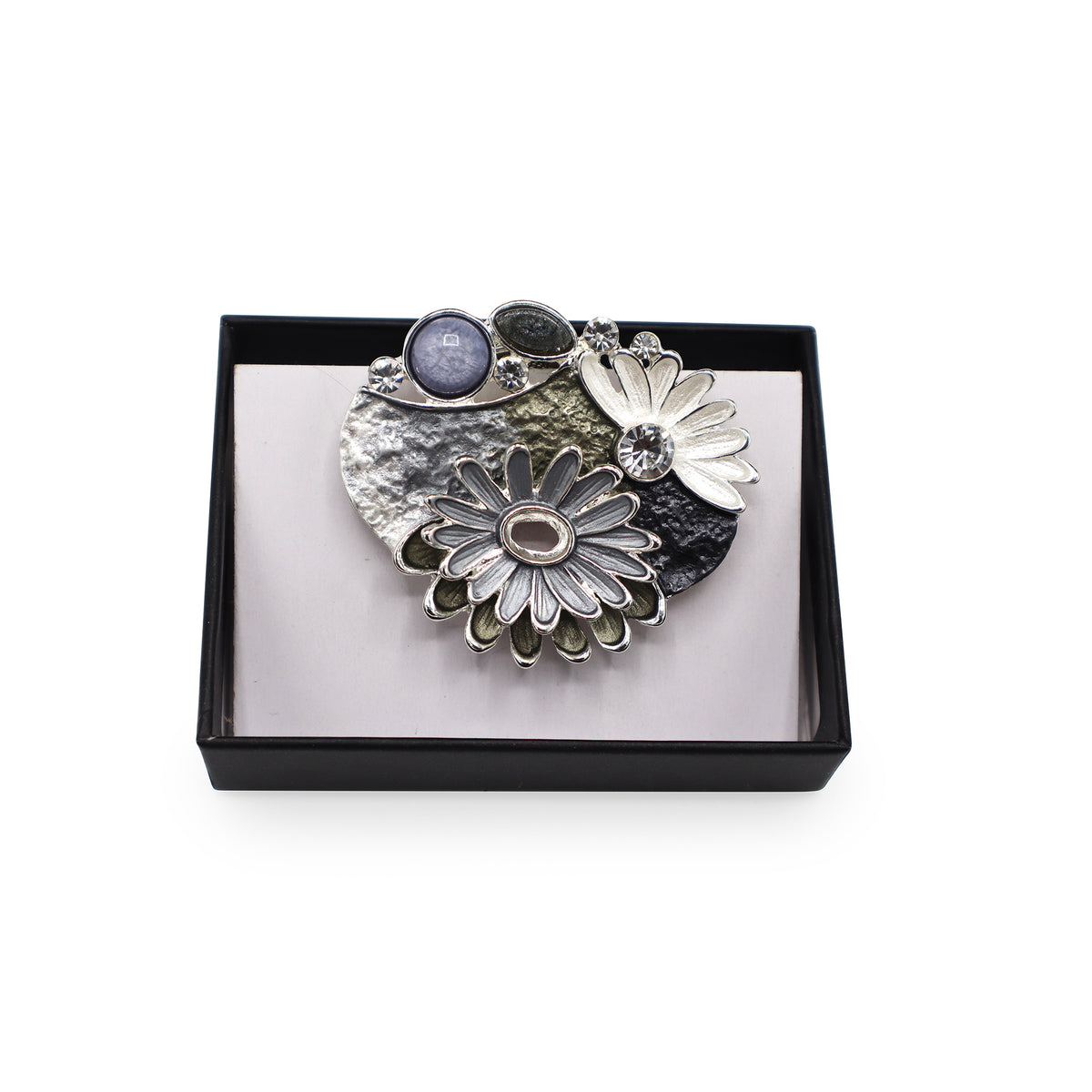 Magneet broche nr 236 fantasy zilverkleurig