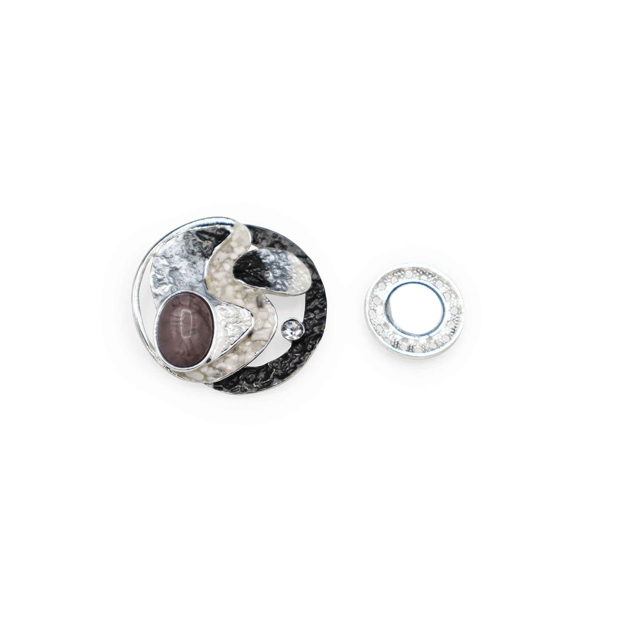 Magneet broche nr 279 fantasy zilverkleurig
