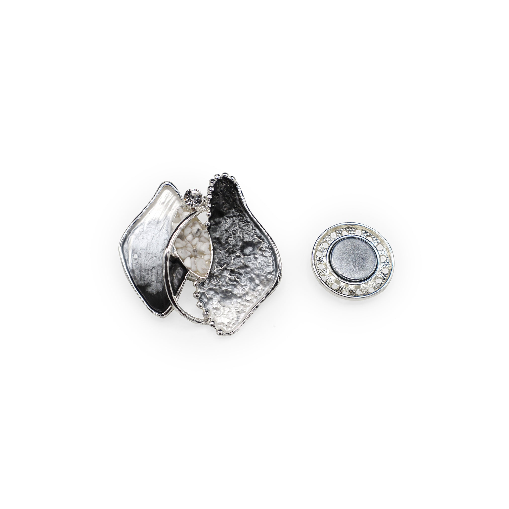 Magneet broche nr 286 fantasy zilverkleurig